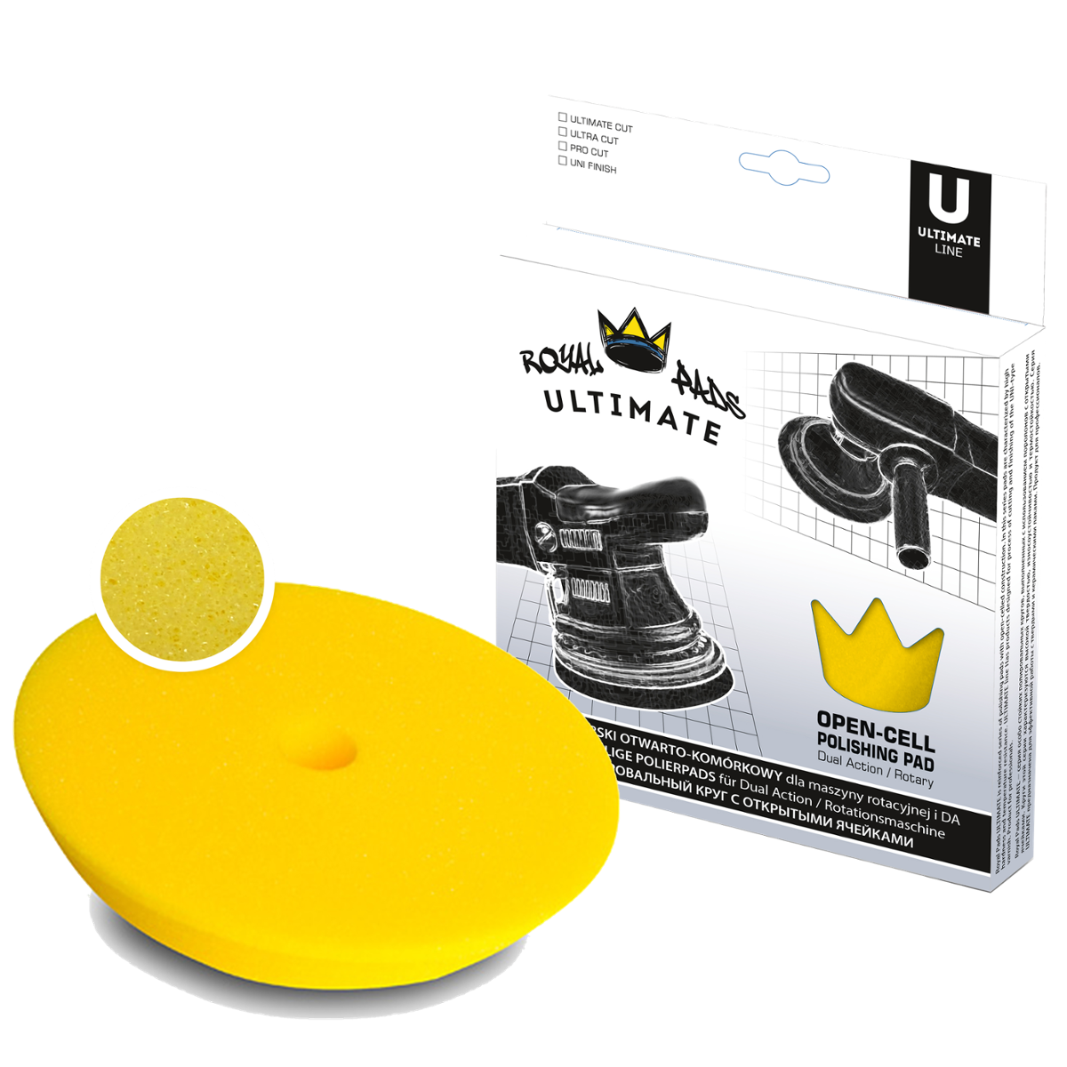ROYAL PADS Ultimate Ultra Cut 150mm Żółta Otwarto komórkowa Pianka 2 Stopień Cięcia