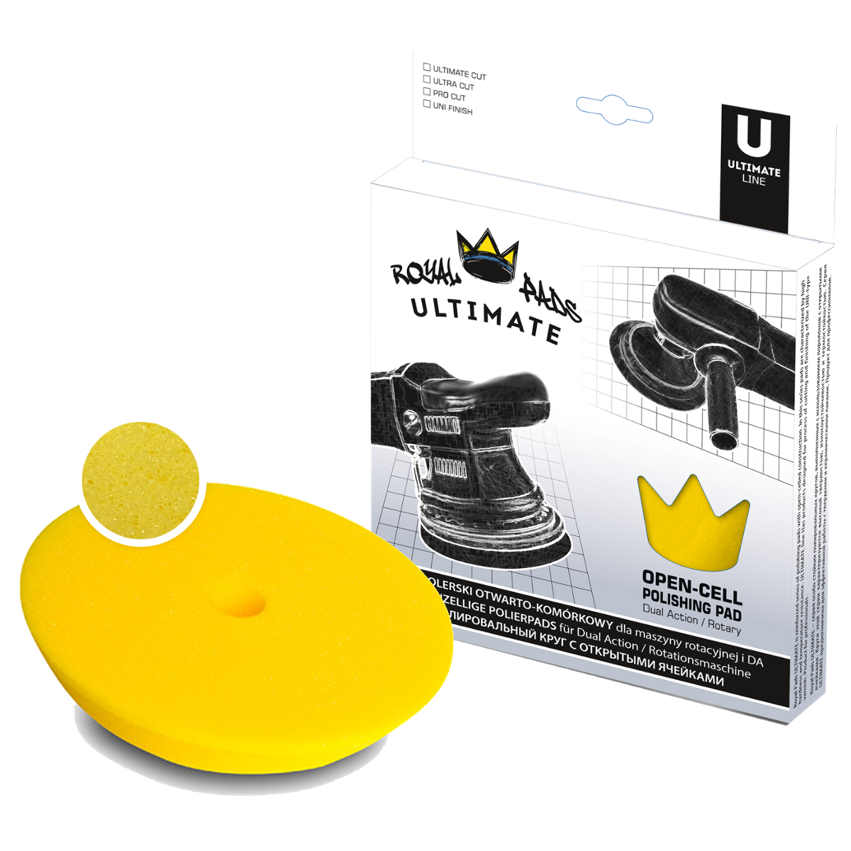 ROYAL PADS Ultimate Ultra Cut 130mm Żółta Otwarto Komórkowa Pianka 2 Stopień Cięcia