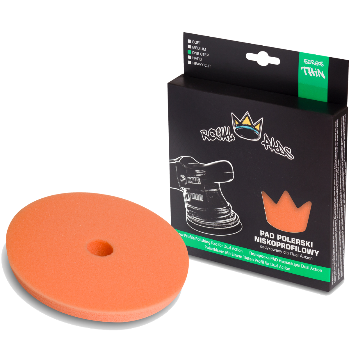 ROYAL PADS Thin One Step Pad 130mm Pad Pomarańczowy Niskoprofilowy Otwartokomórkowy