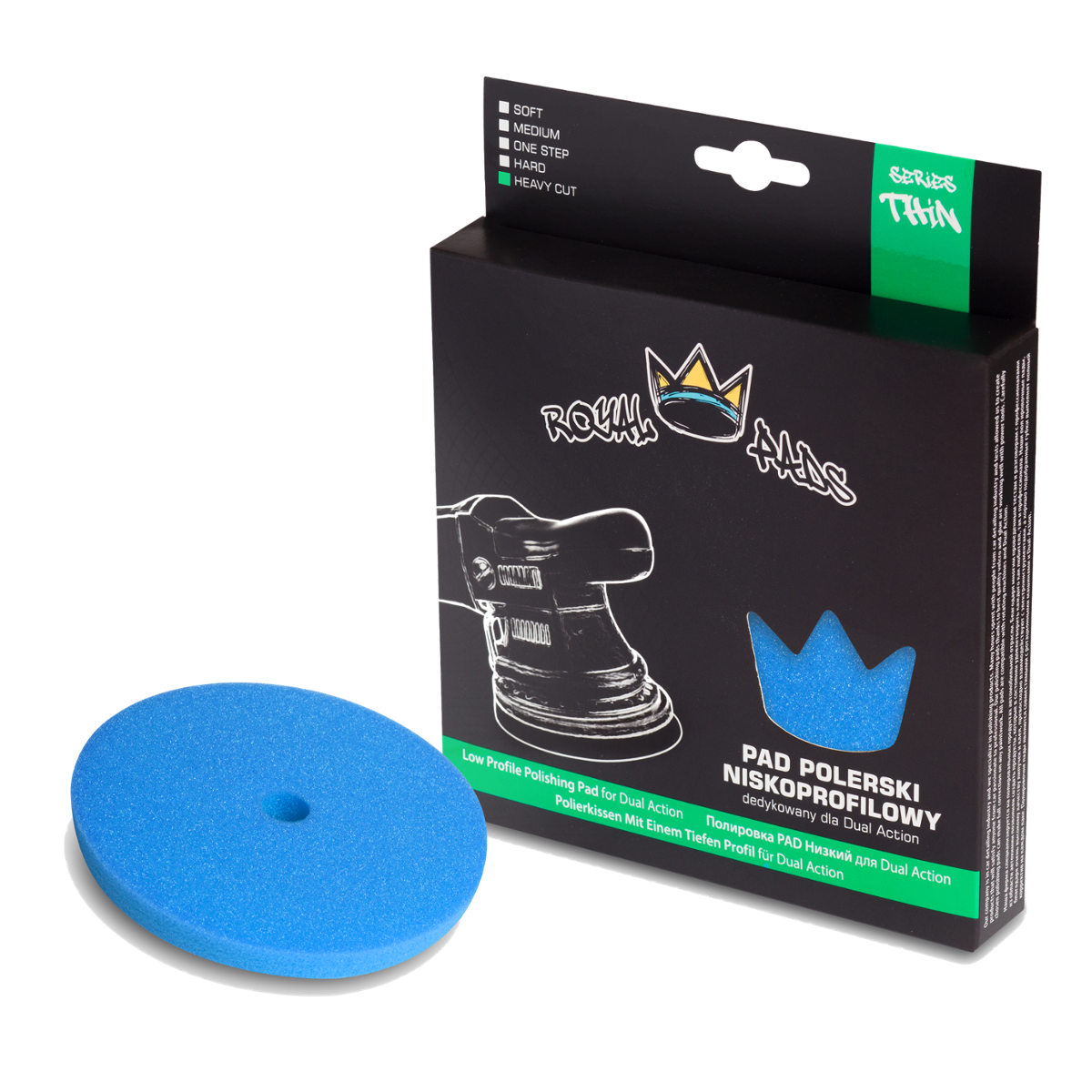 ROYAL PADS Thin Heavy Cut Pad 80mm Pad Niebieski Niskoprofilowy Otwartokomórkowy Mocno Ścierny