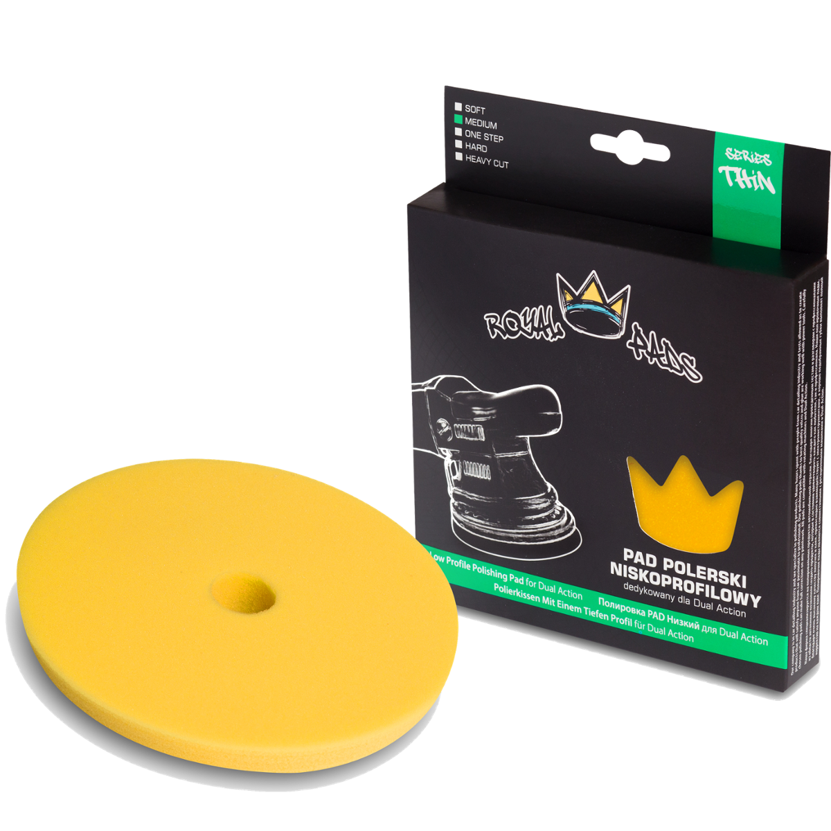 ROYAL PADS Thin Medium Pad 150mm Pad Żółty Niskoprofilowy Średnio Twardy
