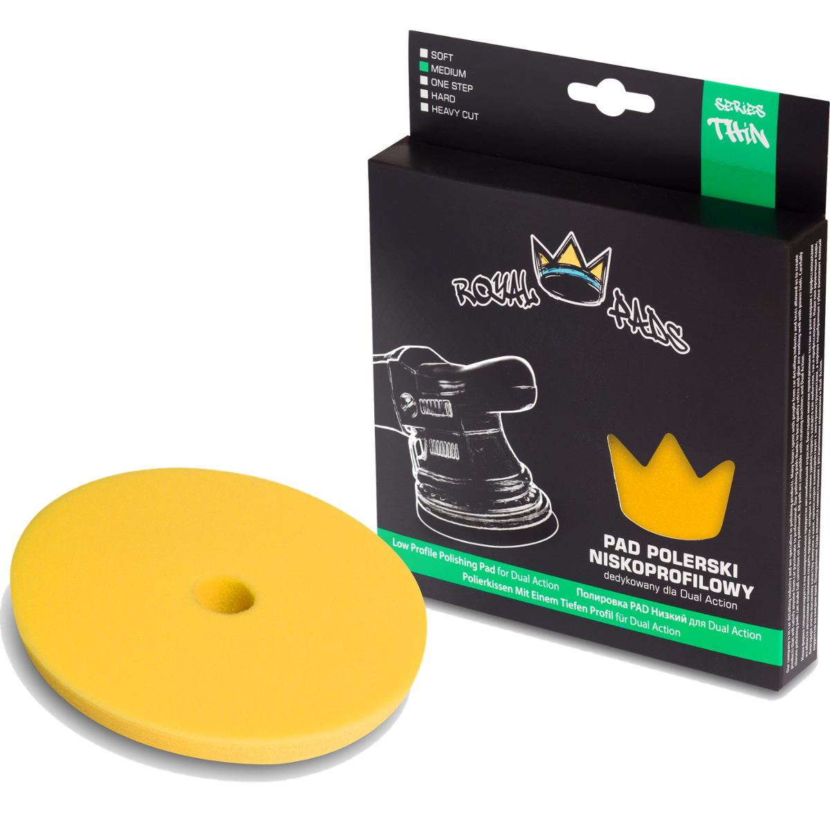ROYAL PADS Thin Medium Pad 130mm Pad Żółty Niskoprofilowy Średnio Twardy