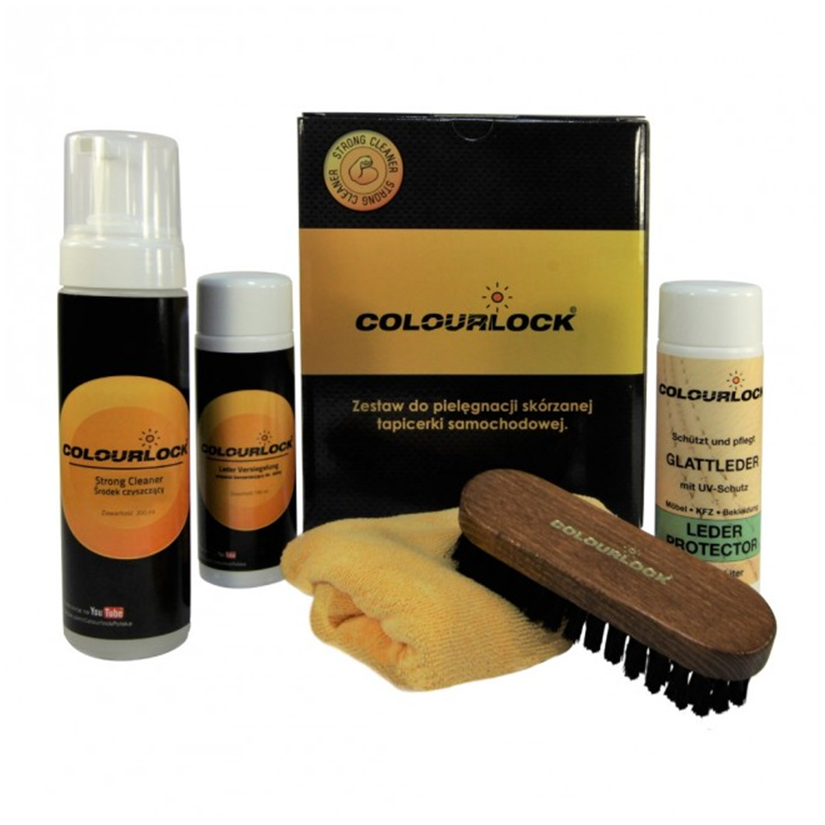 COLOURLOCK Zestaw Strong + PROTECTOR Zestaw do Czyszczenia Skóry z Mleczkiem Pielęgnującym