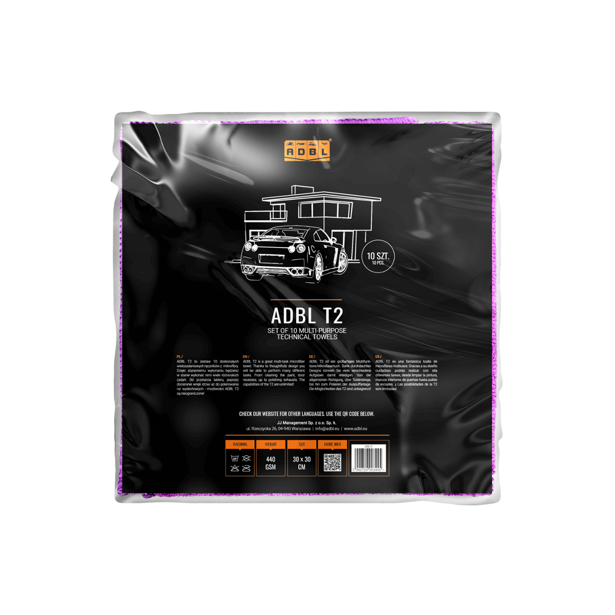 ADBL T2 30x30cm 440gsm Zestaw 10 Ręczników z Mikrofibry