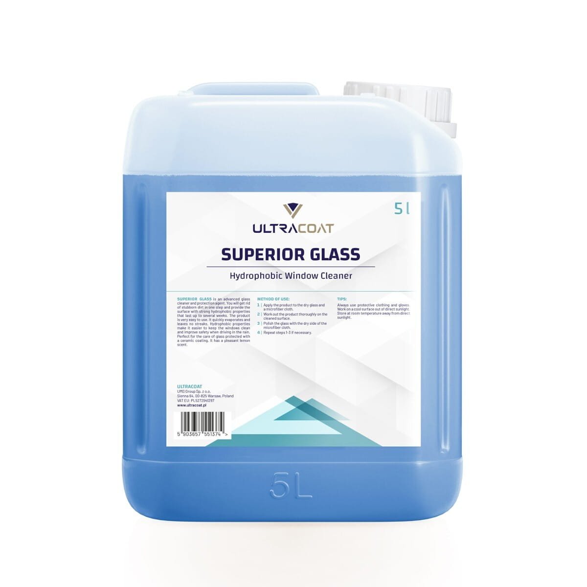 ULTRACOAT Superior Glass 5L Płyn do Szyb z Efektem Hydrofobowym