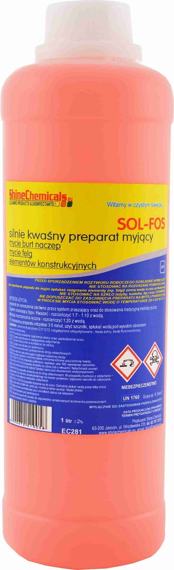 Shine Chemicals Sol-Fos 1L - Kwaśny preparat myjący na bazie kwasu fluorowodorowego oraz kwasu fosforowego